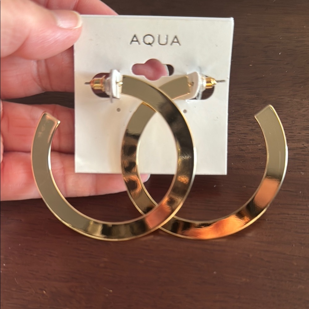 Aqua Gold Hoop Earrings